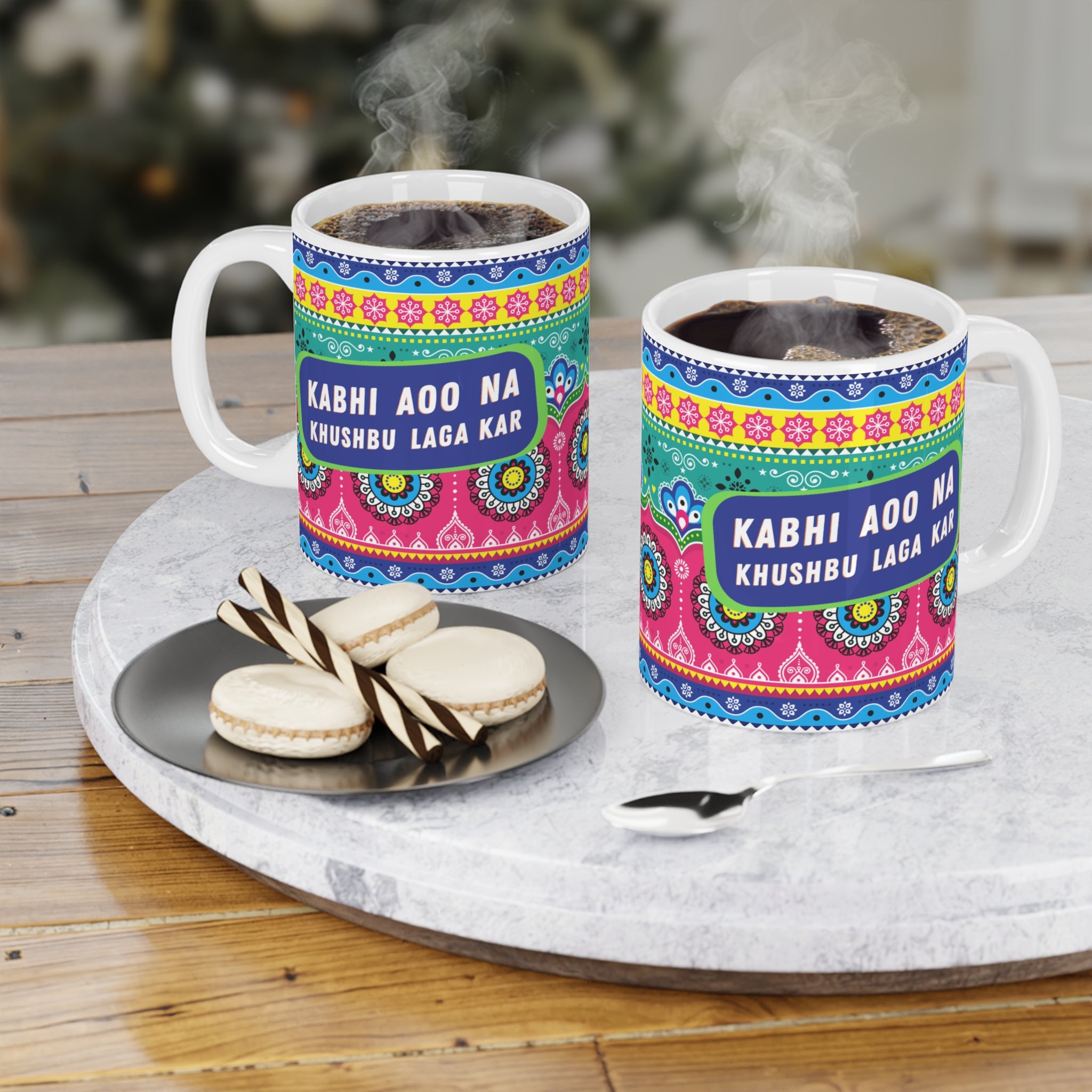 “Kabhi Aoo Na Khushbu Laga Kar ceramic mug – 11oz desi quote cup”

“Funny poetic chai mug with desi cultural saying”

“Durable ceramic coffee cup with quirky desi print”

“Gift mug for chai lovers – Kabhi Aoo Na Khushbu Laga Kar design”

“11oz cultural ceramic mug with funny and poetic vibe”