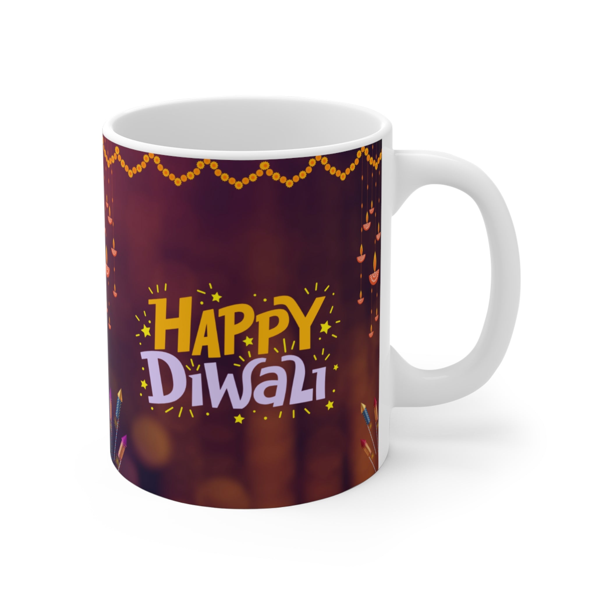 Happy Diwali Ceramic Mug | Colorful Festive Coffee Cup | Diwali Gift | Holiday Memento | Home Decor | Diwali Celebration