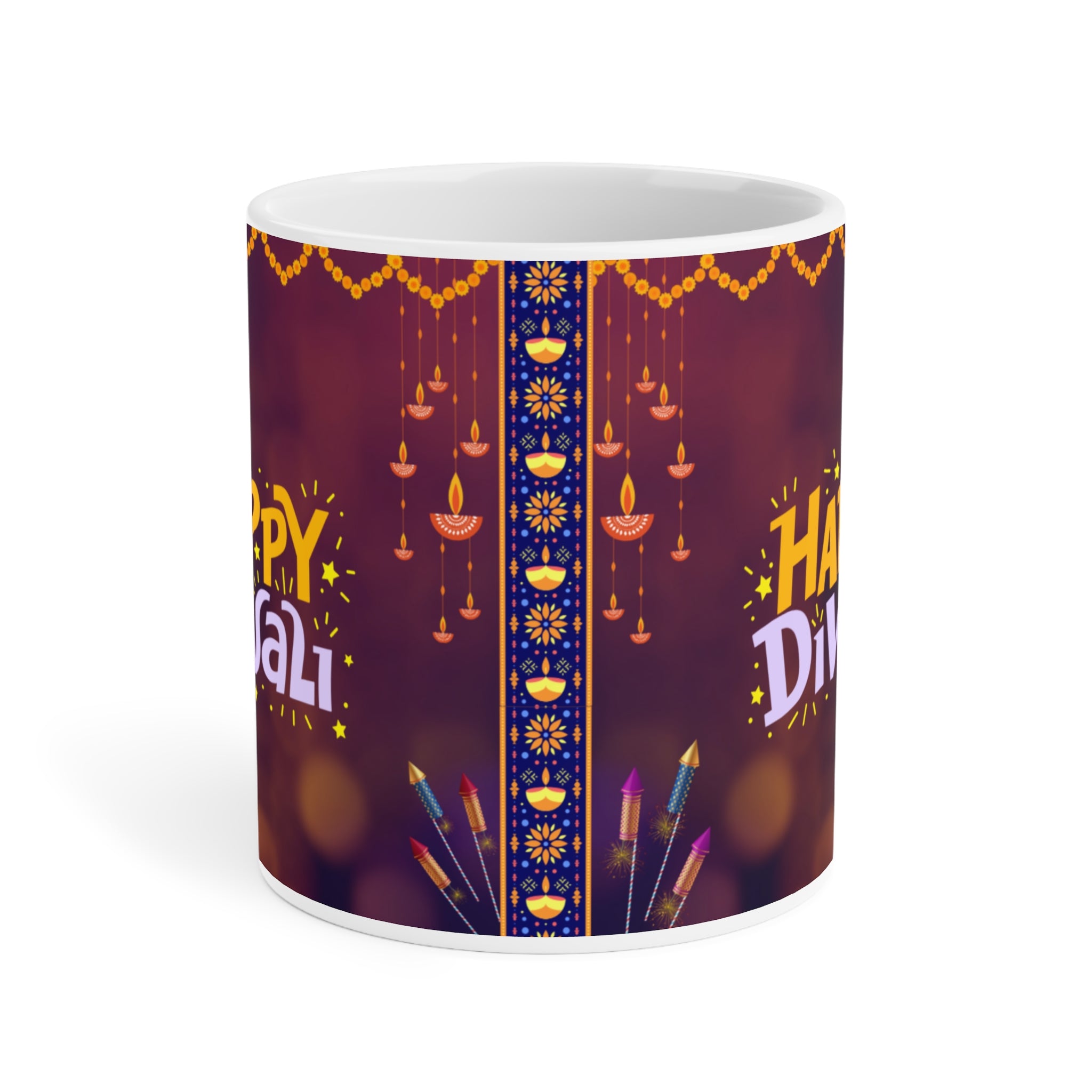 Happy Diwali Ceramic Mug | Colorful Festive Coffee Cup | Diwali Gift | Holiday Memento | Home Decor | Diwali Celebration