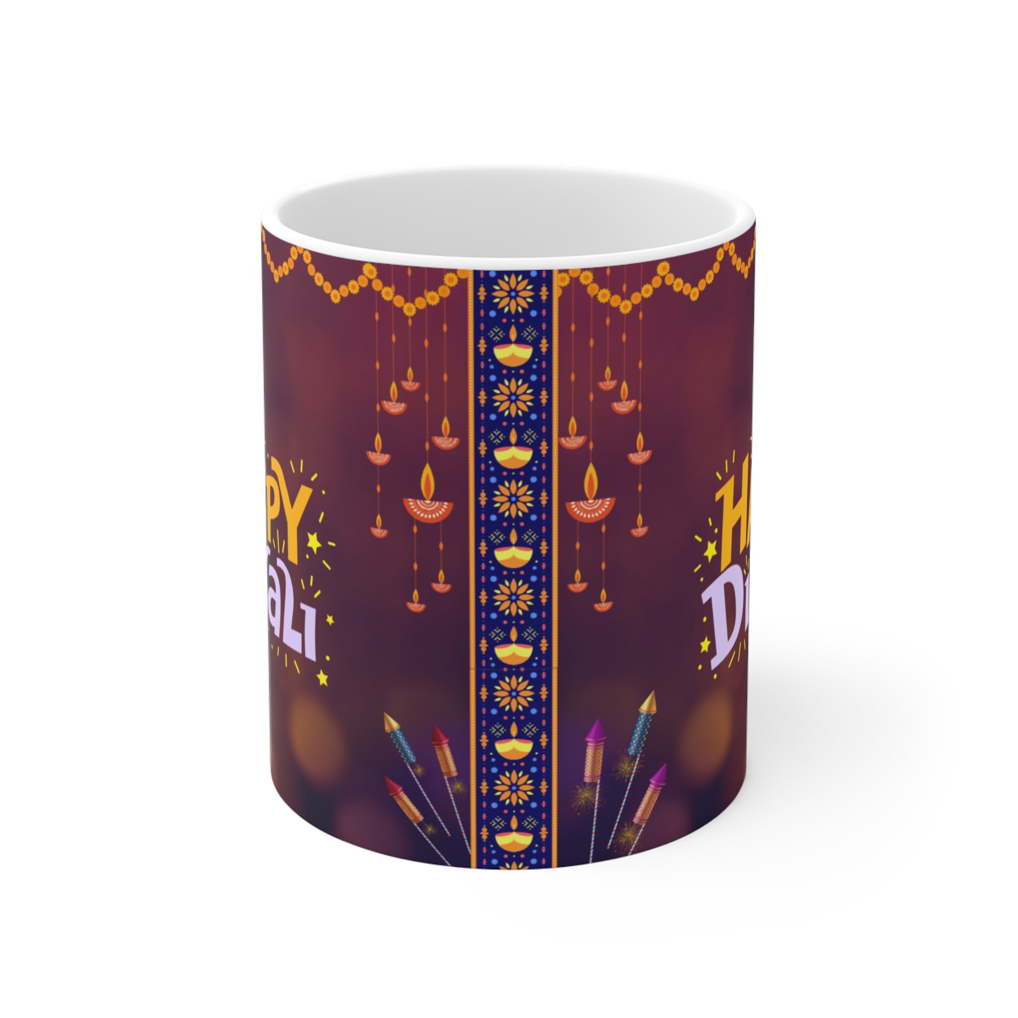 Happy Diwali Ceramic Mug | Colorful Festive Coffee Cup | Diwali Gift | Holiday Memento | Home Decor | Diwali Celebration