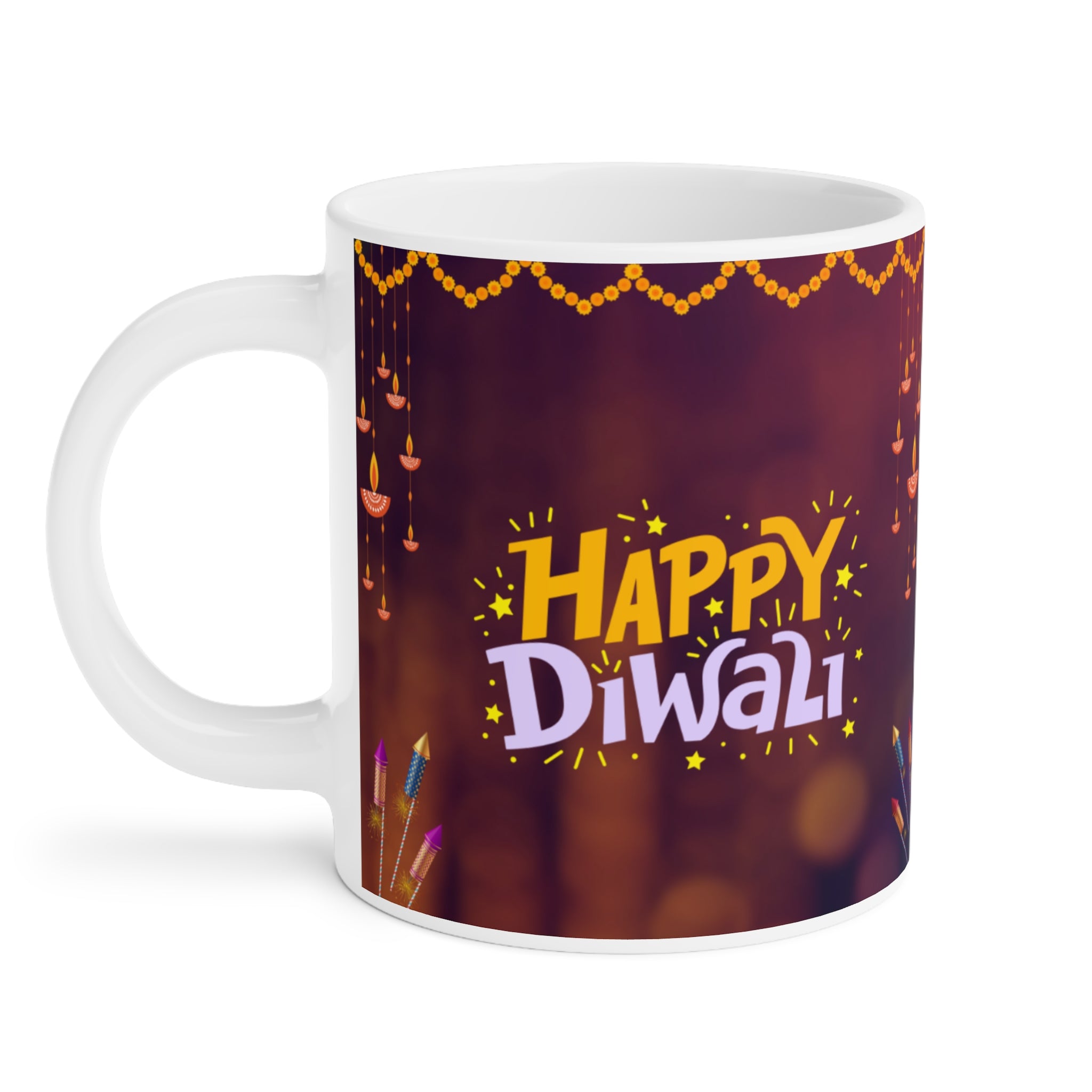 Happy Diwali Ceramic Mug | Colorful Festive Coffee Cup | Diwali Gift | Holiday Memento | Home Decor | Diwali Celebration