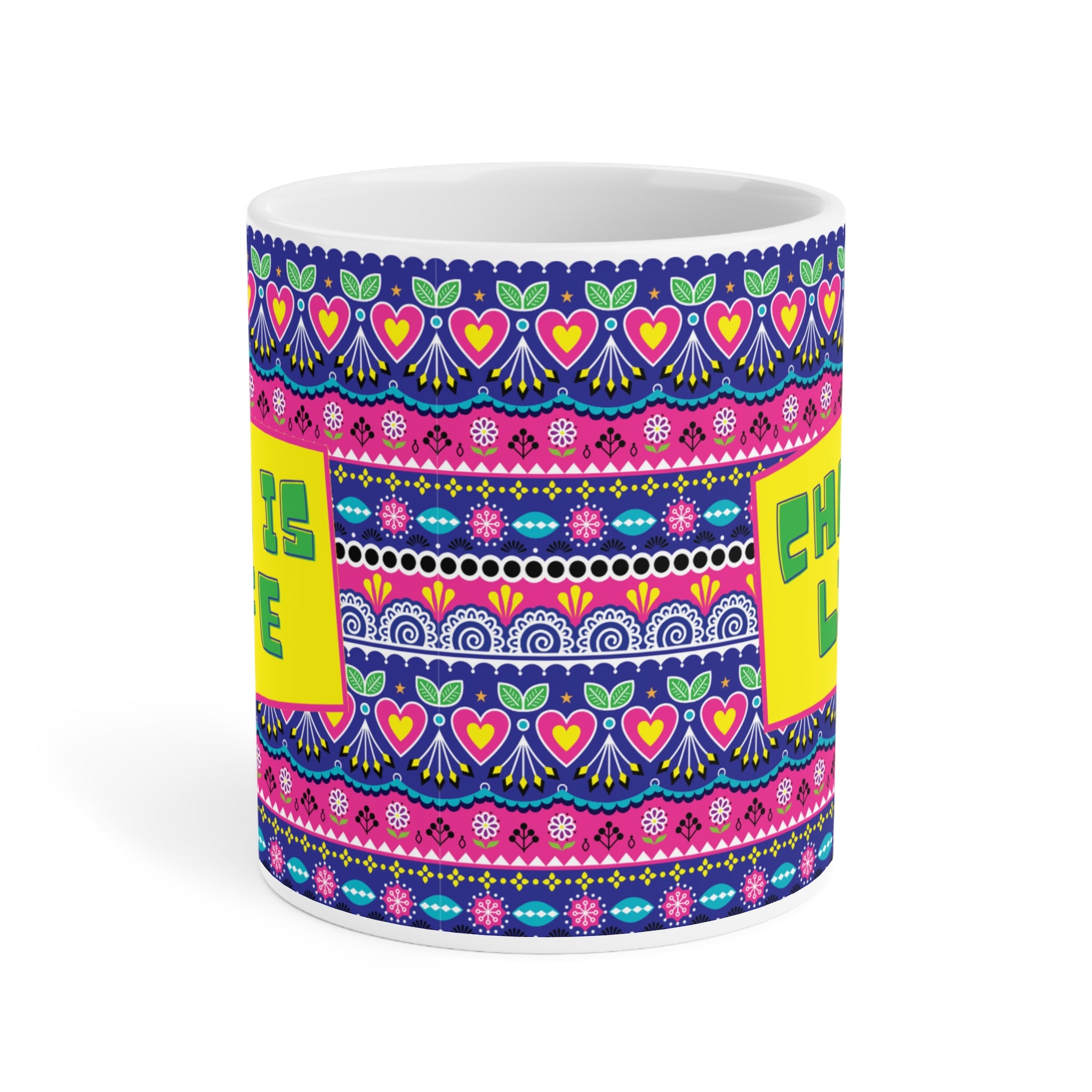 Chai Is Life ceramic mug 11oz with bold funny desi quote design.
Perfect for tea and coffee lovers who see chai as their lifeline.
Durable ceramic with vibrant, scratch-resistant print for daily use.
Microwave safe and dishwasher safe for easy cleaning and reheating.
Large comfortable handle makes it great for home, office, or dorm.
A quirky, fun, and thoughtful gift for friends, family, or coworkers.
Adds humor, desi vibes, and chai love to every sip and tea break.
