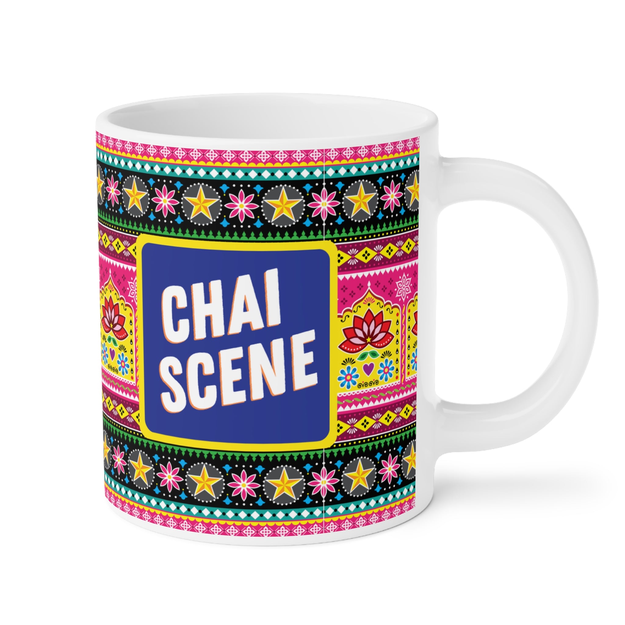 “Chai Scene On Hai ceramic mug – 11oz desi coffee and tea cup”

“Funny chai lover mug with bold desi quote”

“Durable ceramic coffee cup with quirky Chai Scene On Hai design”

“Gift mug for tea and coffee lovers – cultural desi design”

“11oz ceramic mug with fun chai-inspired print”