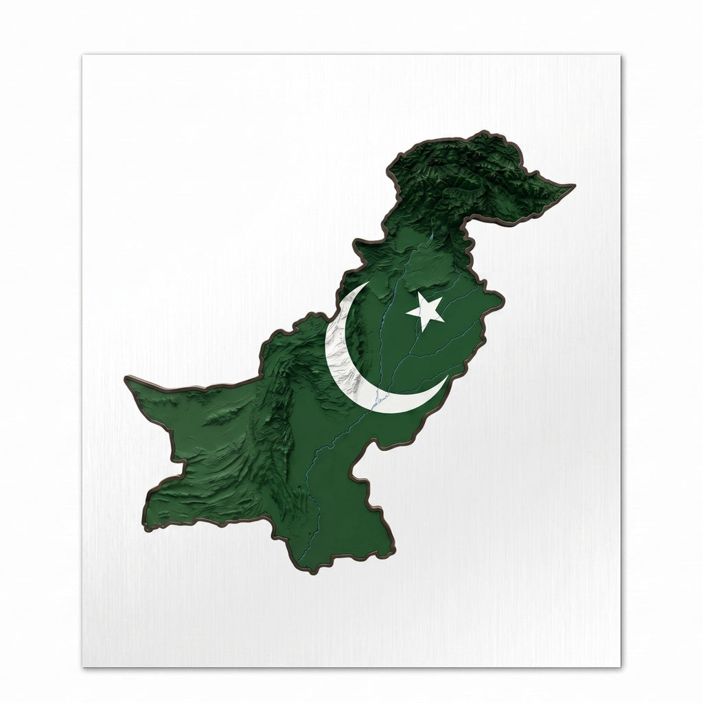 Pakistani 3D Topographic Map Flag