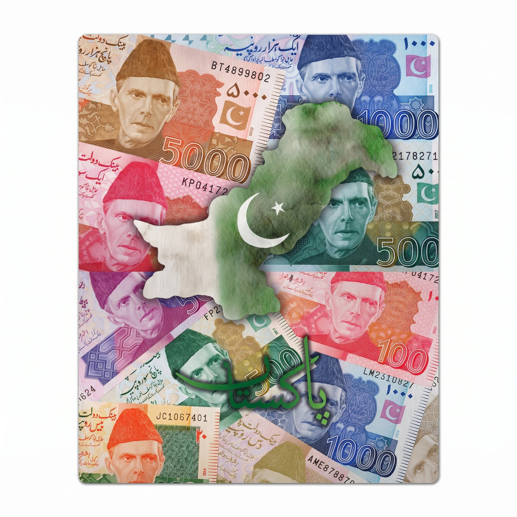 Pakistan Currency Map Collage Poster